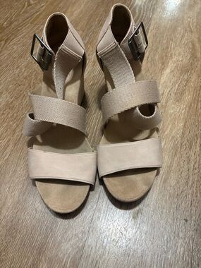 Neutral Tan Women's Strappy Wedge Sandals